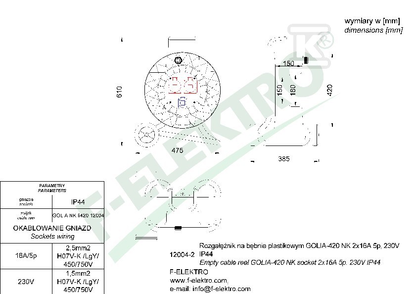 Rozgałęźnik bębnowy, GOLIA-420 NK 16A - 12004-6